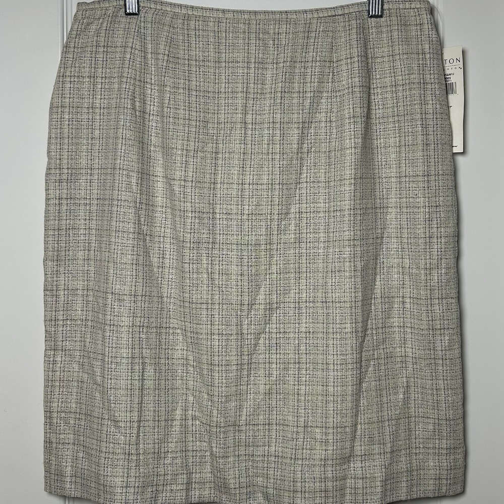 Norton McNaughton Vintage 90s Silk Linen Blend‎ Cream Boucle Tweed Pencil Skirt